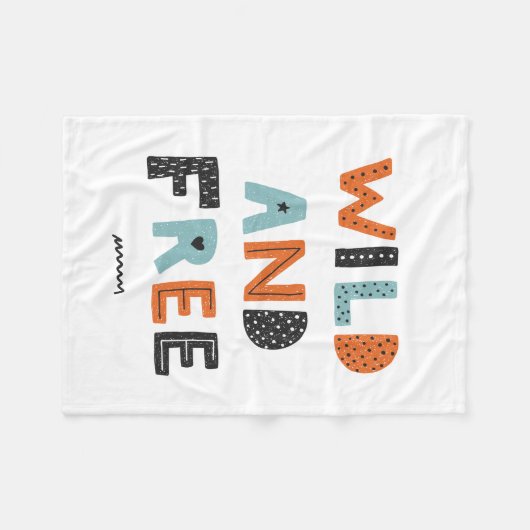 Wild en vrij | Doodle Letters Fleece Deken (Voorkant (Horizontaal))