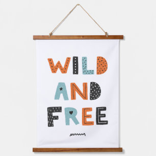 Wild en vrij   Doodle Letters Hangend Wandkleed