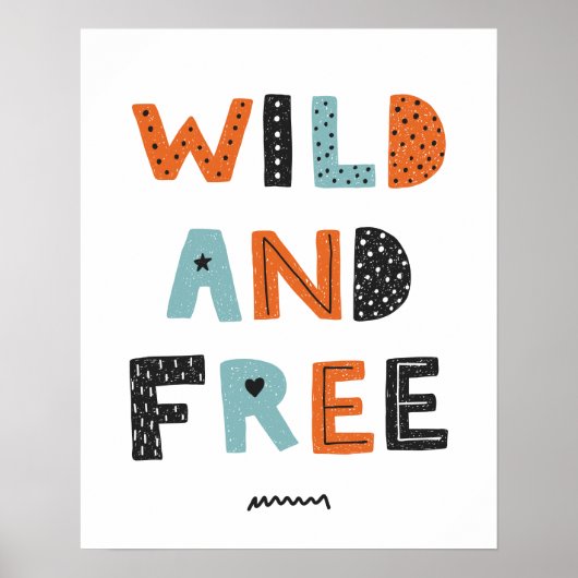 Wild en Vrij | Doodle Letters Poster (Voorkant)