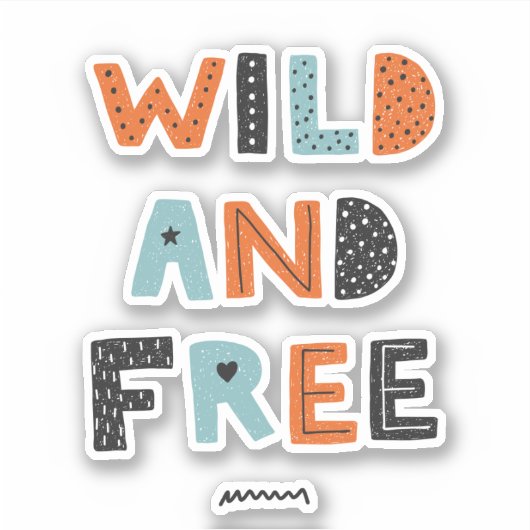 Wild en vrij | Doodle Letters Sticker (Voorkant)
