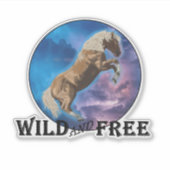 Wild en vrij - Mustang Sticker (Voorkant)