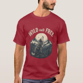 "Wild en Vrij: Retro Wolf Maan T-Shirt Design" (Voorkant)