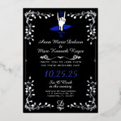 Wild en vrij, samen rijden we skeleton bruiloft folie uitnodiging (Voorkant)