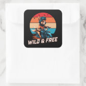Wild en vrij vierkante sticker (Tas)