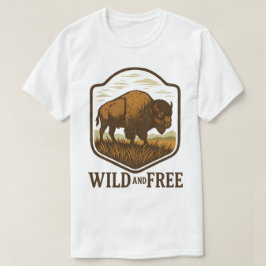 Wild en vrij vintage bizonkunst t-shirt