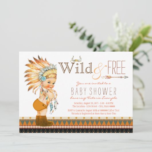 Wild en Vrije Jongens Tribale Boho Baby Shower Kaart (Staand voorkant)