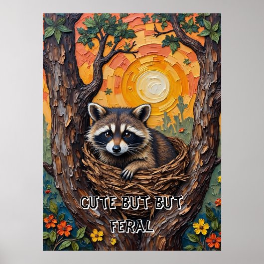 Wild en Wonderful: Wasbeer in het Nest Poster (Voorkant)