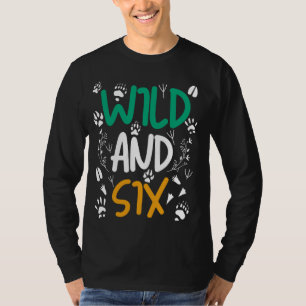 Wild en zes grappige 6e verjaardag dierentuin safa t-shirt