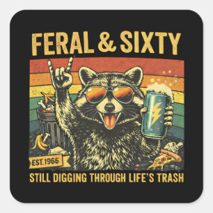 Wild en zestig 60e verjaardag sarcastisch zestigst vierkante sticker