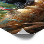 Wild Encounter: Beer en Vogel in Natuur Poster (Hoek)