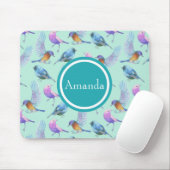 Wild Exotic Birds Waterverf Pattern Personalized Muismat (Met muis)