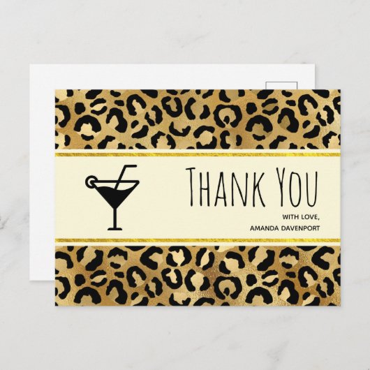 Wild & Exotic Leopard Print Patroon Dank u Post Briefkaart (Voorkant / Achterkant)