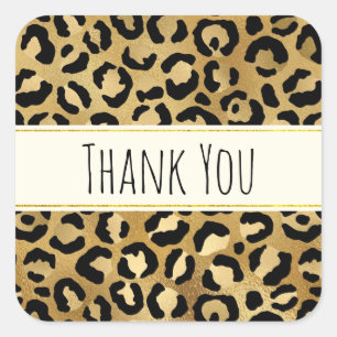 Wild & Exotic Leopard Print Patroon Hartelijk dank Vierkante Sticker
