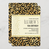 Wild & Exotic Leopard Print Patroon Verjaardag Inv Kaart (Voorkant / Achterkant)