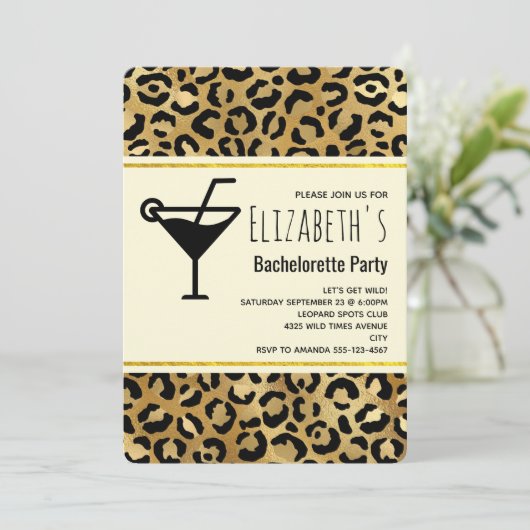 Wild & Exotic Leopard Print Pattern Bachelorette Kaart (Staand voorkant)