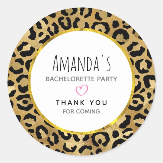 Wild & Exotic Leopard Print Pattern Bachelorette Ronde Sticker (Voorkant)