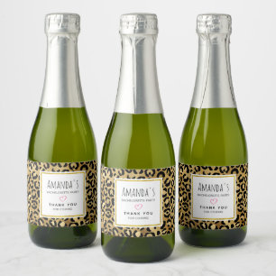Wild & Exotic Leopard Print Pattern Bachelorette Sparkling Wijnetiket