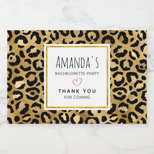 Wild & Exotic Leopard Print Pattern Bachelorette Sparkling Wijnetiket (Enkel label)