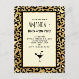 Wild & Exotic Leopard Print Pattern Bachelorette Uitnodiging Briefkaart