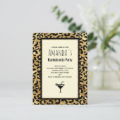Wild & Exotic Leopard Print Pattern Bachelorette Uitnodiging Briefkaart (Staand voorkant)