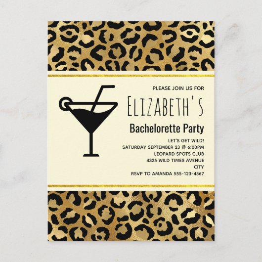 Wild & Exotic Leopard Print Pattern Bachelorette Uitnodiging Briefkaart (Voorkant)