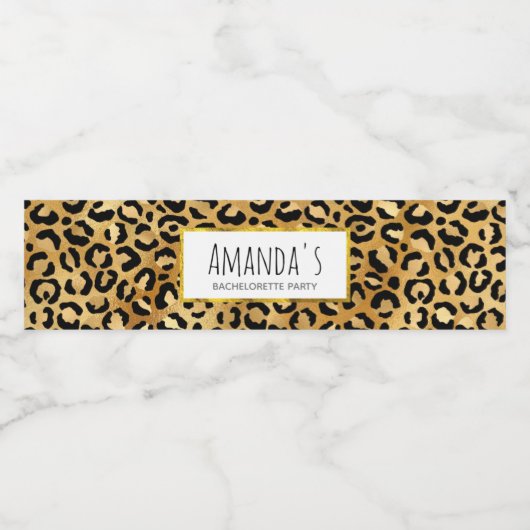 Wild & Exotic Leopard Print Pattern Bachelorette Waterfles Etiket (Enkel label)