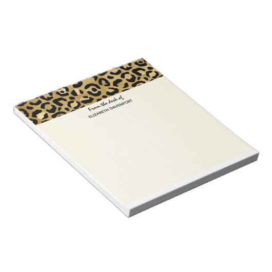 Wild & Exotic Leopard Print Pattern Border Notitieblok (Schuin)