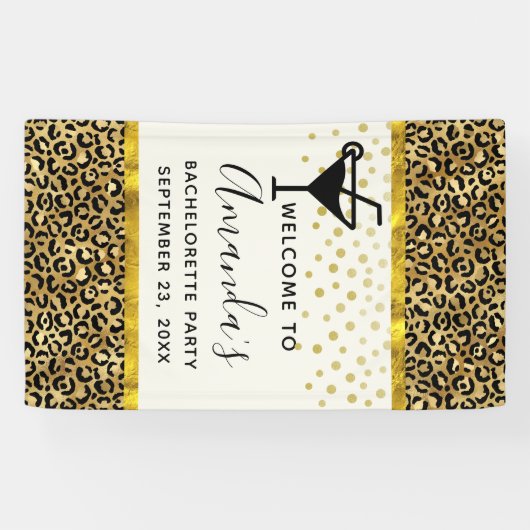 Wild & Exotische Leopard Print Patroon Bachelorett Spandoek (Horizontaal)