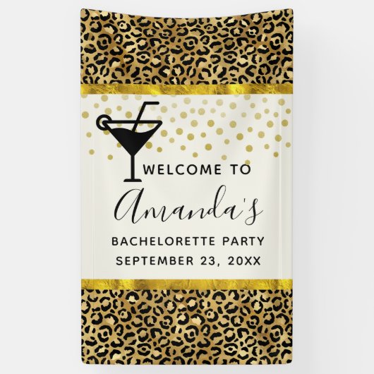 Wild & Exotische Leopard Print Patroon Bachelorett Spandoek (Verticaal)