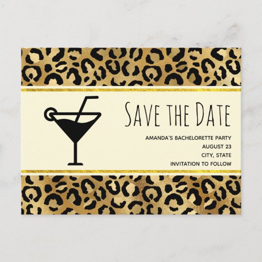 Wild & Exotische Leopard Print Patroon Bachelorett Uitnodiging Briefkaart (Voorkant)