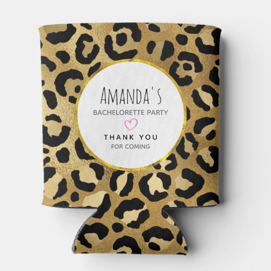 Wild & Exotische Leopard Print Patroon Bachleorett Blikjeskoeler (Achterkant)