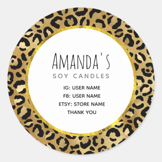 Wild & Exotische Leopard Print Patroon Business Ronde Sticker (Voorkant)