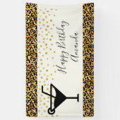 Wild & Exotische Leopard Print Patroon Verjaardag Spandoek (Verticaal)