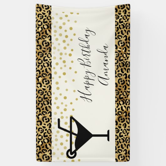 Wild & Exotische Leopard Print Patroon Verjaardag Spandoek (Verticaal)