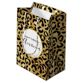 Wild & Exotische Leopard Print Patroon Verjaardags Medium Cadeauzakje (Achterkant Gekanteld)