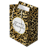 Wild & Exotische Leopard Print Patroon Verjaardags Medium Cadeauzakje (Voorkant Gekanteld)