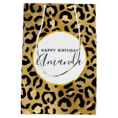 Wild & Exotische Leopard Print Patroon Verjaardags Medium Cadeauzakje (Achterkant)