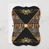 Wild Fabulous 50 Birthday Party Black Gold Animal Kaart (Achterkant)