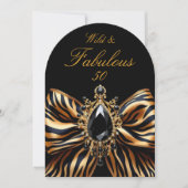 Wild Fabulous 50 Verjaardag Zebra Bow Black Jewel Kaart (Voorkant)