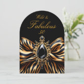 Wild Fabulous 50 Verjaardag Zebra Bow Black Jewel Kaart (Staand voorkant)