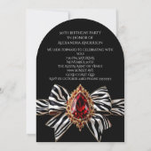 Wild Fabulous 50 Verjaardag Zebra Bow Red Jewel Kaart (Achterkant)