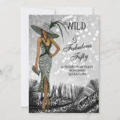 Wild Fabulous Fifty Birthday Zebra Zwart Wit Kaart (Voorkant)