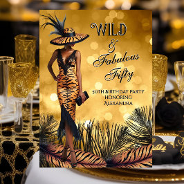 Wild Fabulous Vijftig Verjaardag Tiger Woman Gold Kaart
