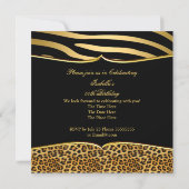 Wild Fabulous Zebra Leopard Black Gold Dag 3 Kaart (Achterkant)