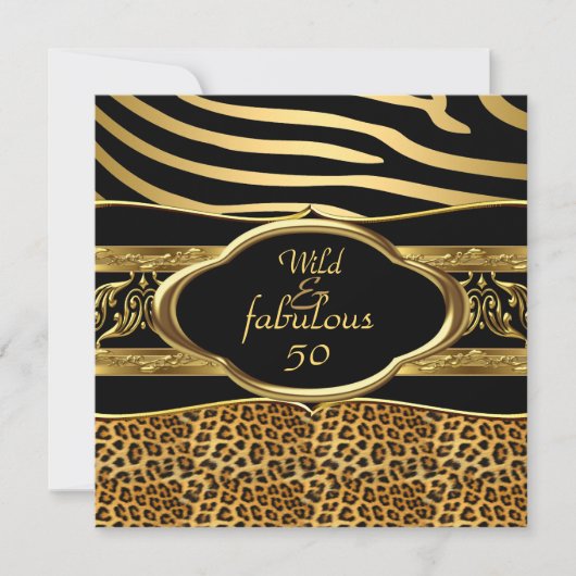Wild Fabulous Zebra Leopard Black Gold Dag 3 Kaart (Voorkant)