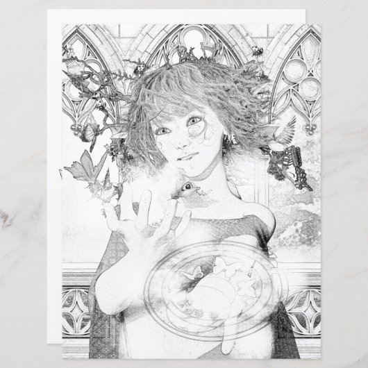 Wild Fairy Witch Coloring Page Paper (Voorkant / Achterkant)