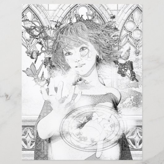 Wild Fairy Witch Coloring Page Paper (Voorkant)