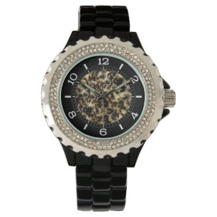 Wild Faux Fur Leopard Style Camo Print Dial Horloge