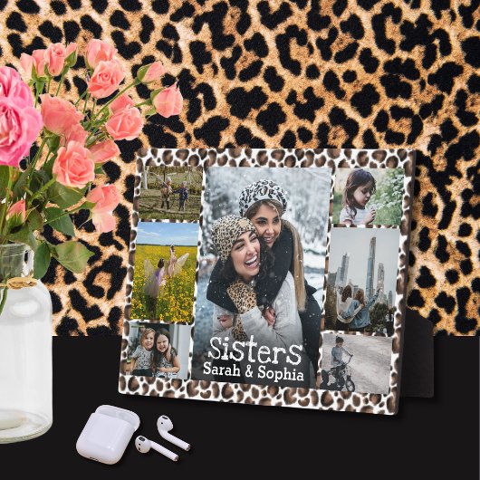 Wild Faux Leopard Fur Sisters Foto Collage Fotoplaat