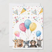 Wild feest roept alle dieren 1e verjaardag safari bedankkaart (Achterkant)